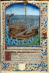 Darstellung eines Schiffes auf See - Miniatur aus "L