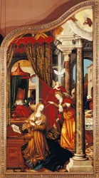 Die Verkündigung, vom linken Flügel des Altars von Wettenhausen
