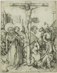 Die Kreuzigung mit den heiligen Frauen, St. Johannes und römischen Soldaten