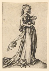 Die vierte kluge Jungfrau, aus der Serie Die klugen und törichten Jungfrauen, ca. 1435-1491