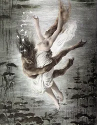 Meeresmonster entführt eine junge Frau (Detail), Allegorien, Martin Gerlach, ca. 1900