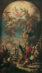 Die Apostel Petrus und Johannes heilen einen Lahmen