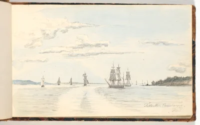 Küstenlandschaft mit Schiffen