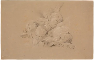 Studien von Engelsköpfen in einer Wolke
