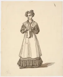 Junges stehendes Mädchen mit Strickzeug