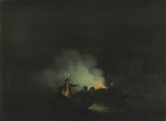 Die Überfahrt von Matthijs Beelaerts, Kommandant der Nationalgarde, nach Papendrecht in der Nacht des 22. November 1813