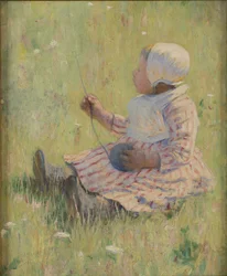 Mädchen spielt mit einem Wollknäuel, ca. 1875