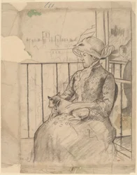 Susan auf einem Balkon mit einem Hund [recto], ca. 1883