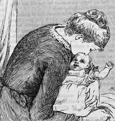 Eine Mutter, die ihr Kind kuschelt