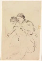 Baby mit der linken Hand, die eine Wanne berührt, gehalten von ihrer Krankenschwester, ca. 1891