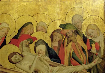 Die Grablegung, Tafel vom St. Thomas Altar aus der St. Johanniskirche, Hamburg, begonnen 1424 (Detail)