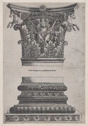 Speculum Romanae Magnificentiae: Pegasus-Kapitell vom Tempel des Mars Ultor und Dekor, ca. 1537