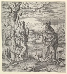 Heiliger Johannes und Antonius in einer Landschaft, ca. 1544-45