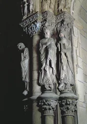 Detail des Portico de la Gloria, das St. Andreas darstellt