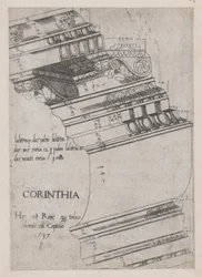 Speculum Romanae Magnificentiae: Gebälk vom Tempel des Vespasian, Rom, 1537