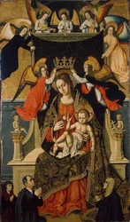 Die Jungfrau und das Kind mit Engeln und Stiftern, 1475-1500