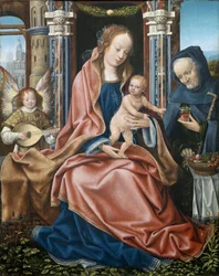 Die Heilige Familie - Triptychon der Heiligen Familie mit musizierenden Engeln (Mittelteil)