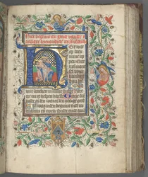 Stundenbuch Gebrauch von Utrecht: fol. 63r, Initiale mit Heiliger Dreifaltigkeit