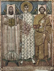 Heiliger Demetrius von Thessaloniki mit den Stiftern, 6.-7. Jahrhundert