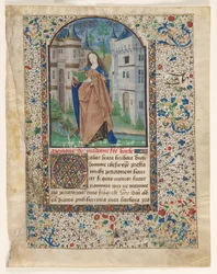 Blatt aus einem Stundenbuch: St. Barbara 2 von 2 ausgeschnittene Blätter