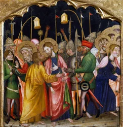 Der Kuss des Judas, von Meister von Rubio, Predella des Altars aus der Kirche Santa Maria, Rubio