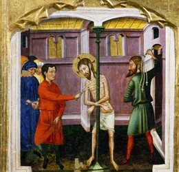 Die Geißelung, vom Meister von Rubio, Predella des Altars aus der Kirche Santa Maria, Rubio