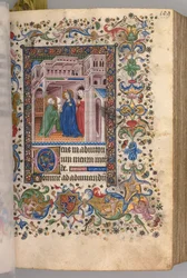 Stundenbuch von Karl dem Edlen, König von Navarra 1361-1425: fol. 55r, Die Heimsuchung Laudes, um 1405