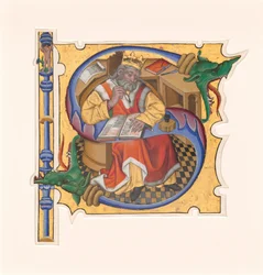 Initiale S mit König David als Schreiber