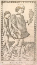Herr aus der Tarocchi-Serie E: Bedingungen des Menschen, Nr. 5, ca. 1465
