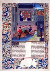 Ruggiero und seine Gefährten reiten über den Fluss, aus Kapitel 1, Buch X des 