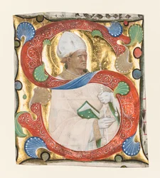 Initiale S aus einem Graduale: St. Augustinus, ca. 1420