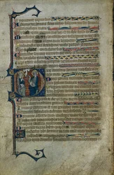 Blatt aus einem Psalter: Historisierte Initiale D mit der Dreifaltigkeit, um 1310