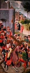 Christus trägt das Kreuz, Seitenflügel eines Triptychons, ca. 1490er