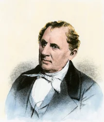 Porträt von James Fenimore Cooper (1789-1851) - Handkolorierte Gravur