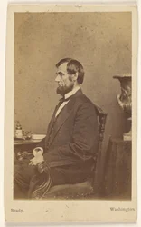 [Abraham Lincoln sitzend, im Profil]