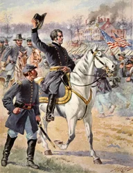 Generalmajor Hooker in der Schlacht von Chancellorville, Virginia, 3. Mai 1863