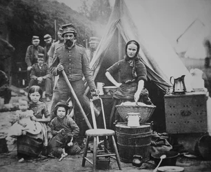 Unionssoldat des 31. Pennsylvania-Regiments mit Familie im Camp Slocum, nahe Washington D.C.