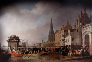 Einzug von Napoleon Bonaparte und Josephine de Beauharnais in Antwerpen am 18.07.1803