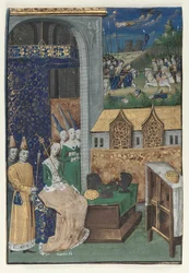 Einzelne Miniatur aus Boccaccios Des Cleres et nobles femmes: Königin Medusa..., um 1470
