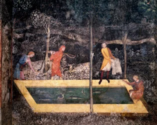 Angelszene in der Nähe eines Brunnens