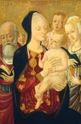 Madonna und Kind mit dem heiligen Hieronymus, der heiligen Katharina von Alexandrien und Engeln