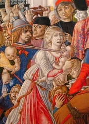 Der Kindermord von Bethlehem, Detail eines Soldaten, der ein Baby mit seinem Schwert durchbohrt, 1482, Detail von 106233