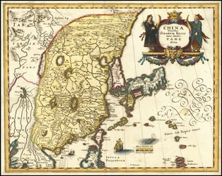 Karte von China, Japan und Korea von Matthäus Merian, 1636