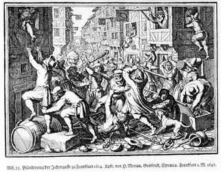 Plünderung des jüdischen Viertels während der Fettmilch-Unruhen in Frankfurt am 22. August