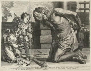 Christus kniend vor den Arma Christi