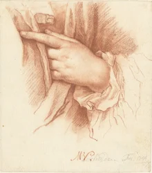 Studie einer linken Hand in Draperie