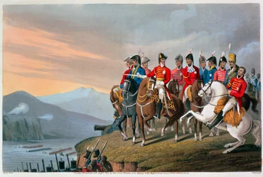 Der Herzog von Wellington und sein Stab überqueren die Bidassoa und betreten Frankreich, 1813-1816
