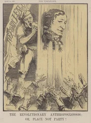 Der revolutionäre Anthropoglossos; oder Platz, nicht Partei! (Farblithografie)