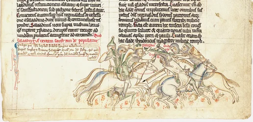 Saladin erobert das Heilige Kreuz aus Chronica maiora I von Matthew Paris, 13. Jahrhundert