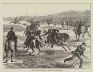 Offiziere spielen Polo auf Woolwich-Common